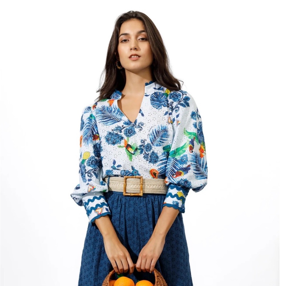 Emily Lovelock Hailey Blouse Toucan Print Size XS US 2-4